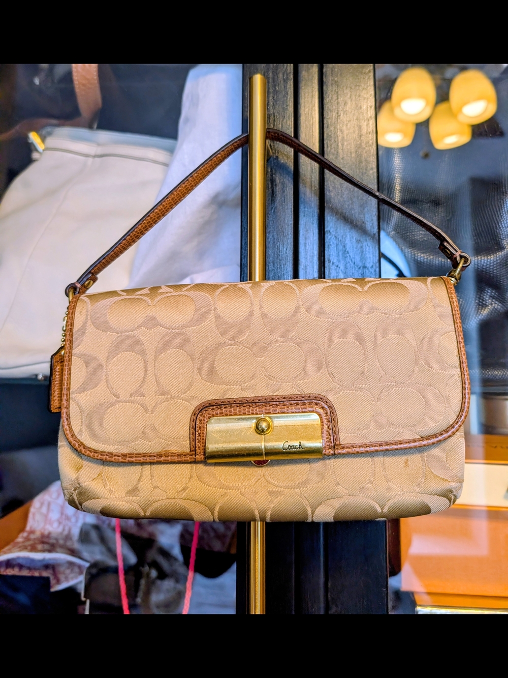 Coach Tan Signature Jacquard Wristlet with Gold Hardware/COA - Picture 12 of 12